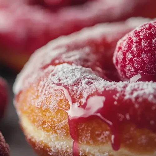 recette Donuts au glaçage framboise et perles de sucre