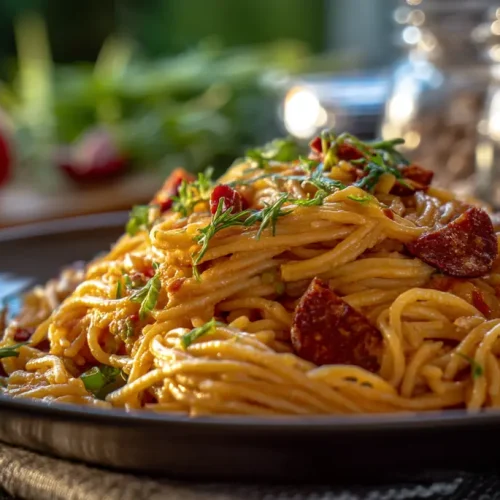 one pot pasta au chorizo et à la mozzarella