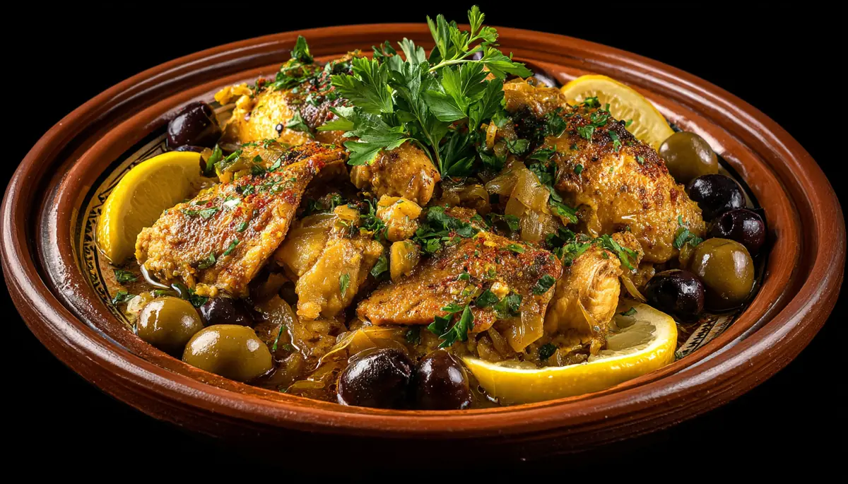 recette Tajine de poulet au citron confit et olives