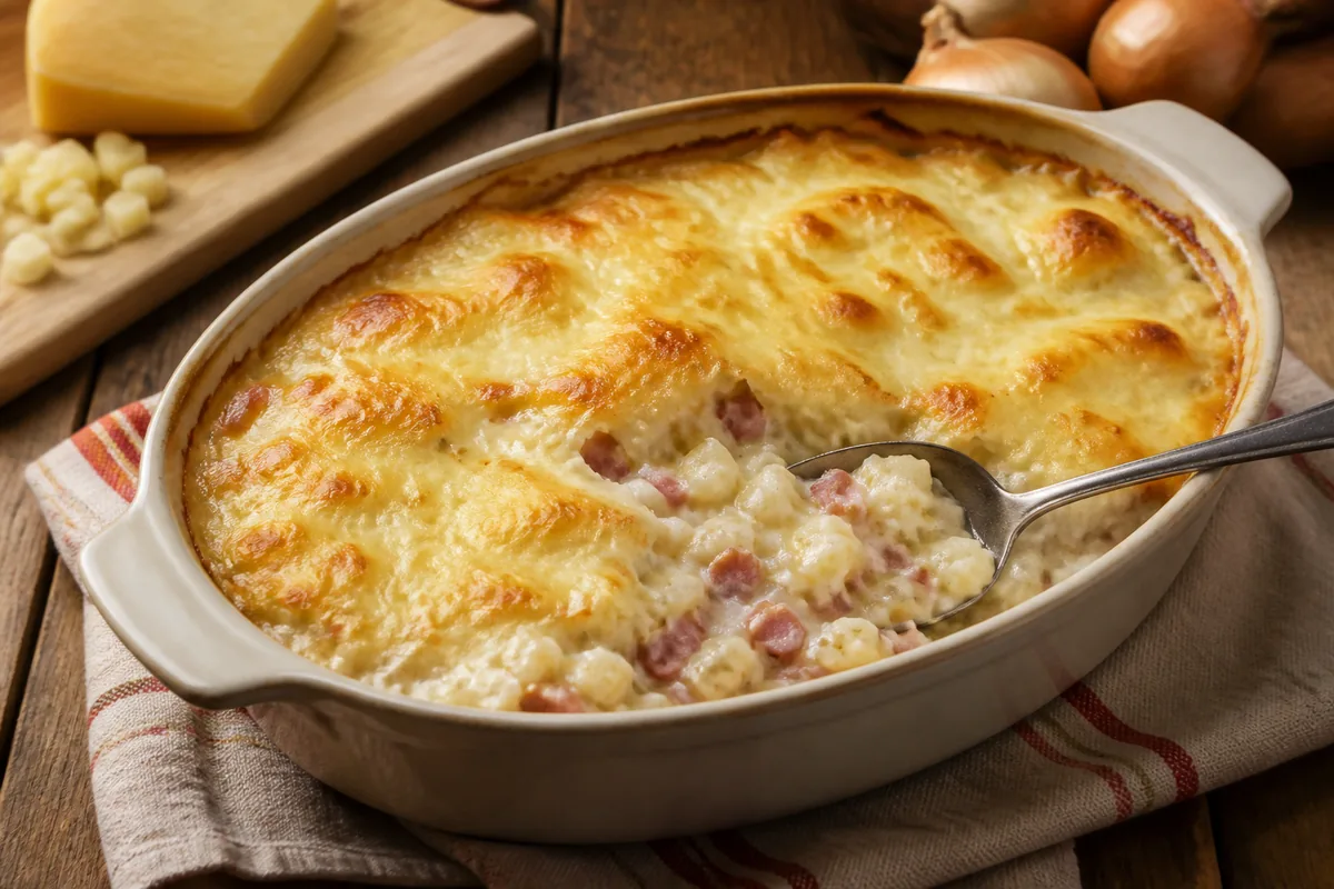 croziflette savoyarde gratinée avec crozets lardons et fromage
